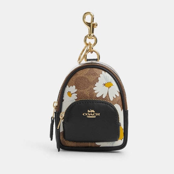 NWT COACH Mini Court Backpack Bag Charm In Signature Canvas Daisy Print CZ602 - Picture 11 of 12